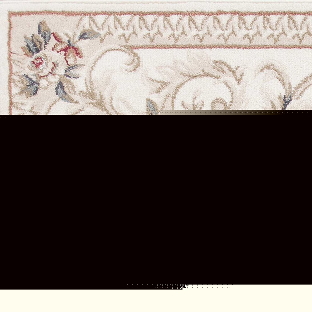 8' X 10' Ivory Red And Green Floral Medallion Area Rug