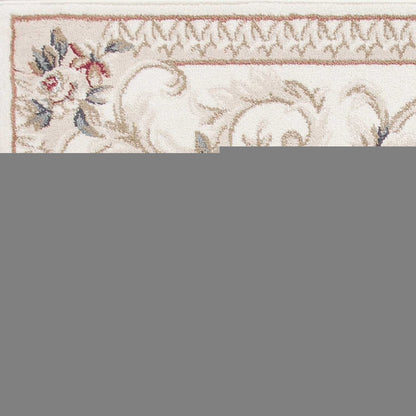 8' X 10' Ivory Red And Green Floral Medallion Area Rug