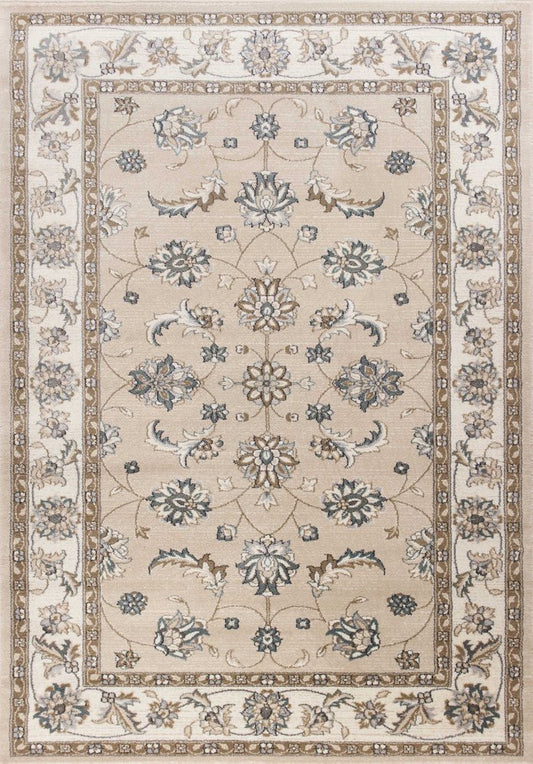 9' X 12' Beige And Ivory Floral Medallion Area Rug
