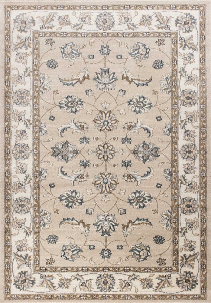 9' X 12' Beige And Ivory Floral Medallion Area Rug