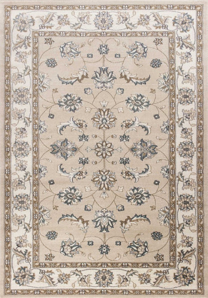 9' X 12' Beige And Ivory Floral Medallion Area Rug