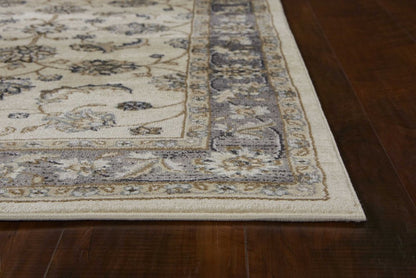 9' X 12' Gray And Ivory Floral Medallion Area Rug