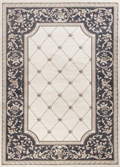 9' X 12' Ivory And Gray Floral Area Rug
