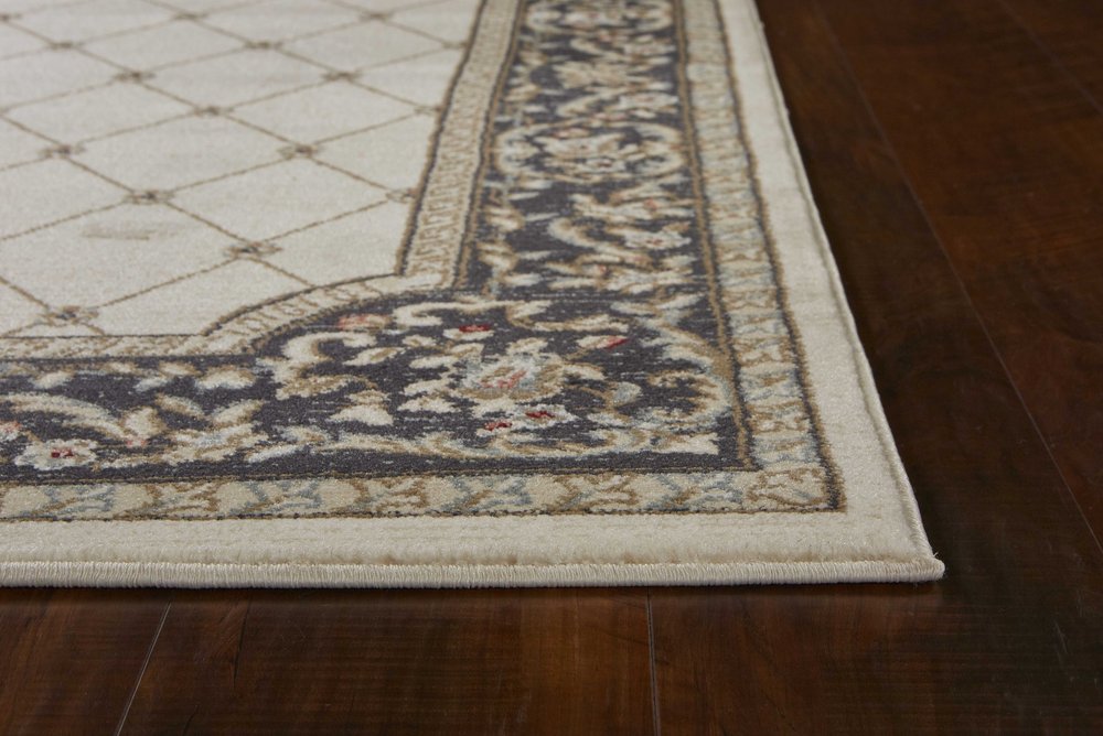 9' X 12' Ivory And Gray Floral Area Rug