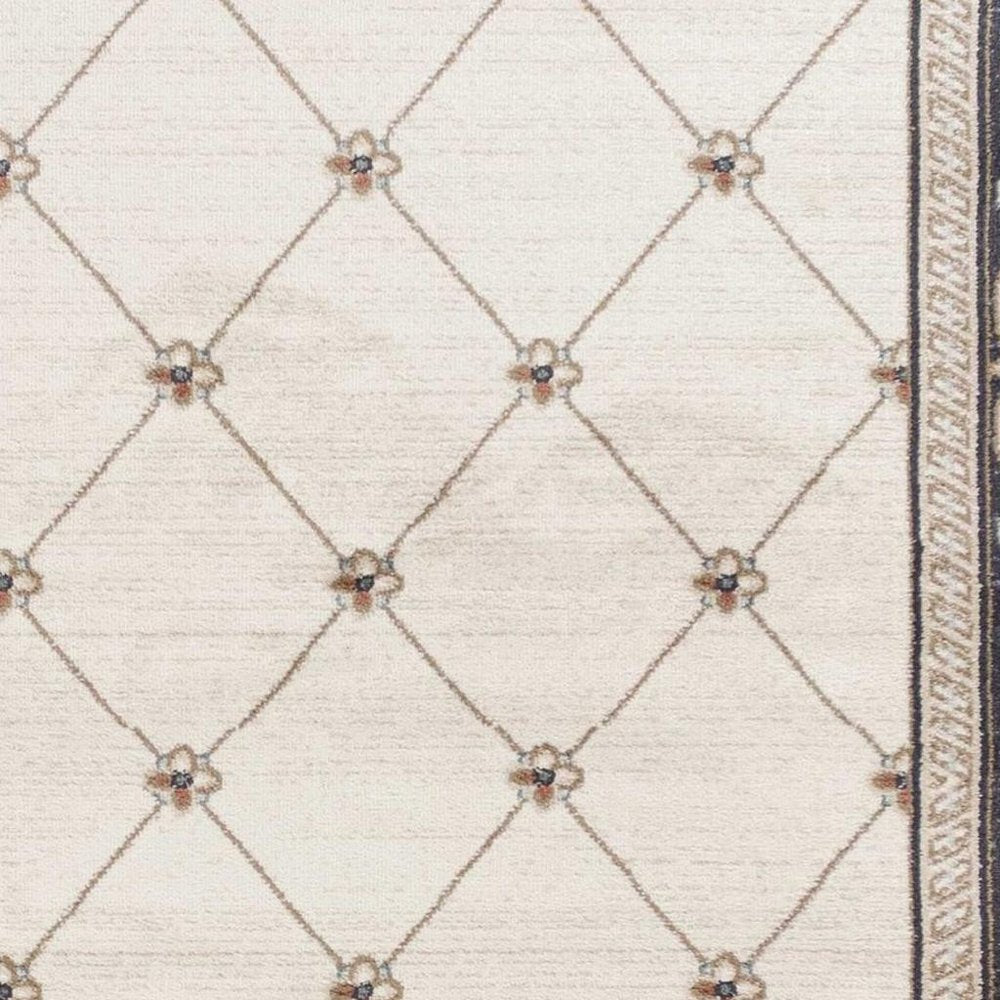 9' X 12' Ivory And Gray Floral Area Rug