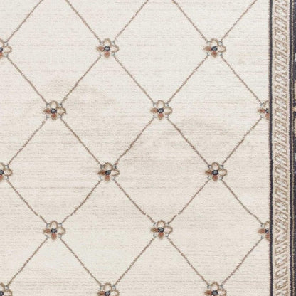 9' X 12' Ivory And Gray Floral Area Rug