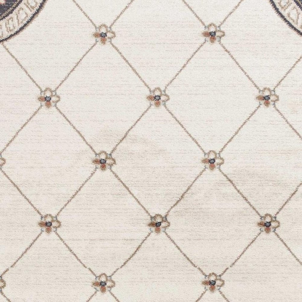 9' X 12' Ivory And Gray Floral Area Rug