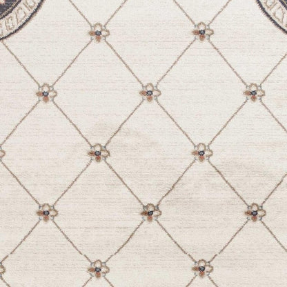 9' X 12' Ivory And Gray Floral Area Rug