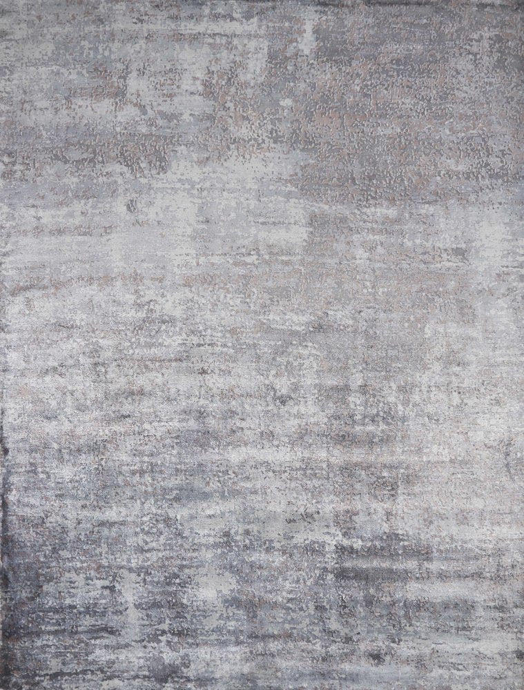 8' X 10' Slate Gray And Dark Gray Abstract Hand Loomed Area Rug