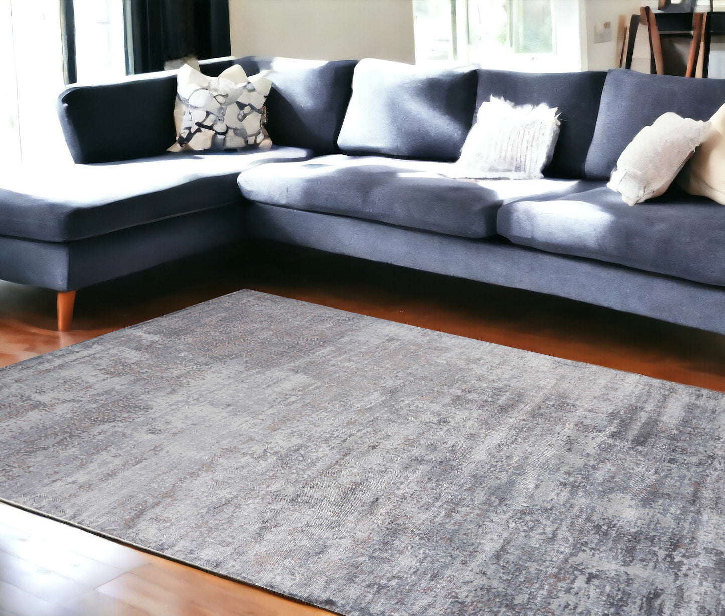 5' X 7'  Viscose Slate Area Rug