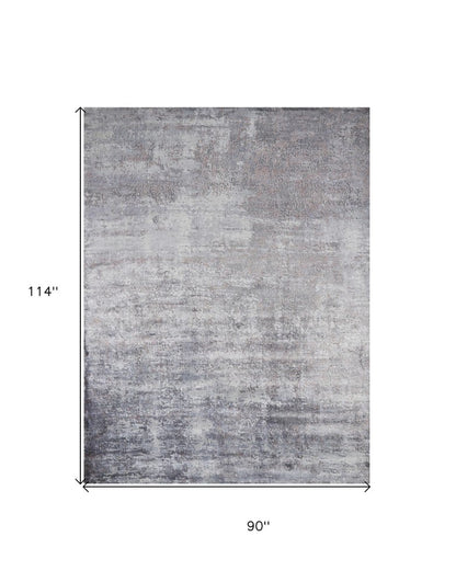8' X 10' Slate Gray And Dark Gray Abstract Hand Loomed Area Rug