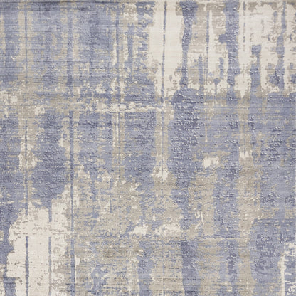 5' X 7' Grey Blue Hand Loomed Abstract Brushstroke Indoor Area Rug