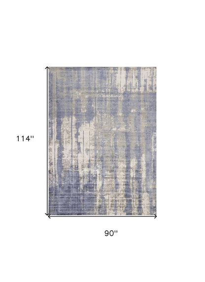 8' X 11' Gray And Ivory Abstract Hand Loomed Area Rug