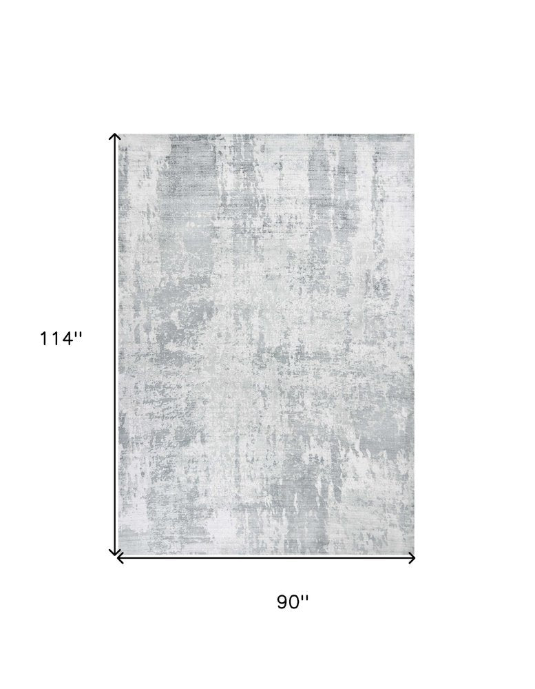 8' X 10' Dark Gray And Light Gray Abstract Hand Loomed Area Rug