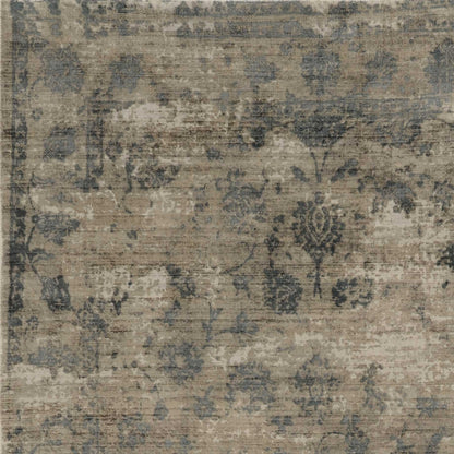 5' X 7' Beige And Blue Floral Medallion Hand Loomed Area Rug