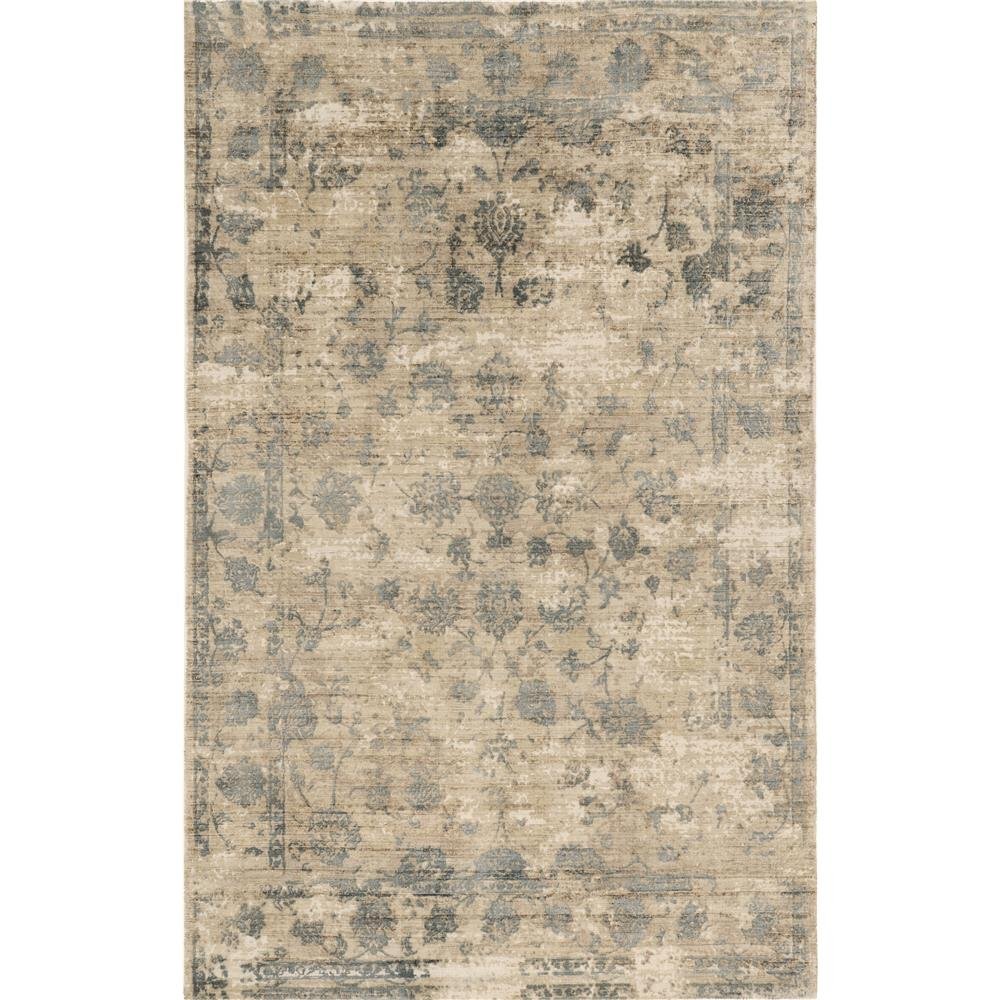 8' X 10' Beige And Blue Floral Medallion Hand Loomed Area Rug