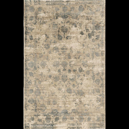 5' X 7' Beige And Blue Floral Medallion Hand Loomed Area Rug