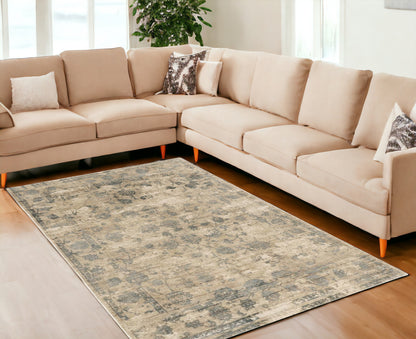 5' X 7'  Viscose Sand Or  Blue Area Rug