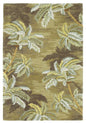 8' X 11' Moss Green And Yellow Wool Tropical Botanical Hand Tufted Area Rug