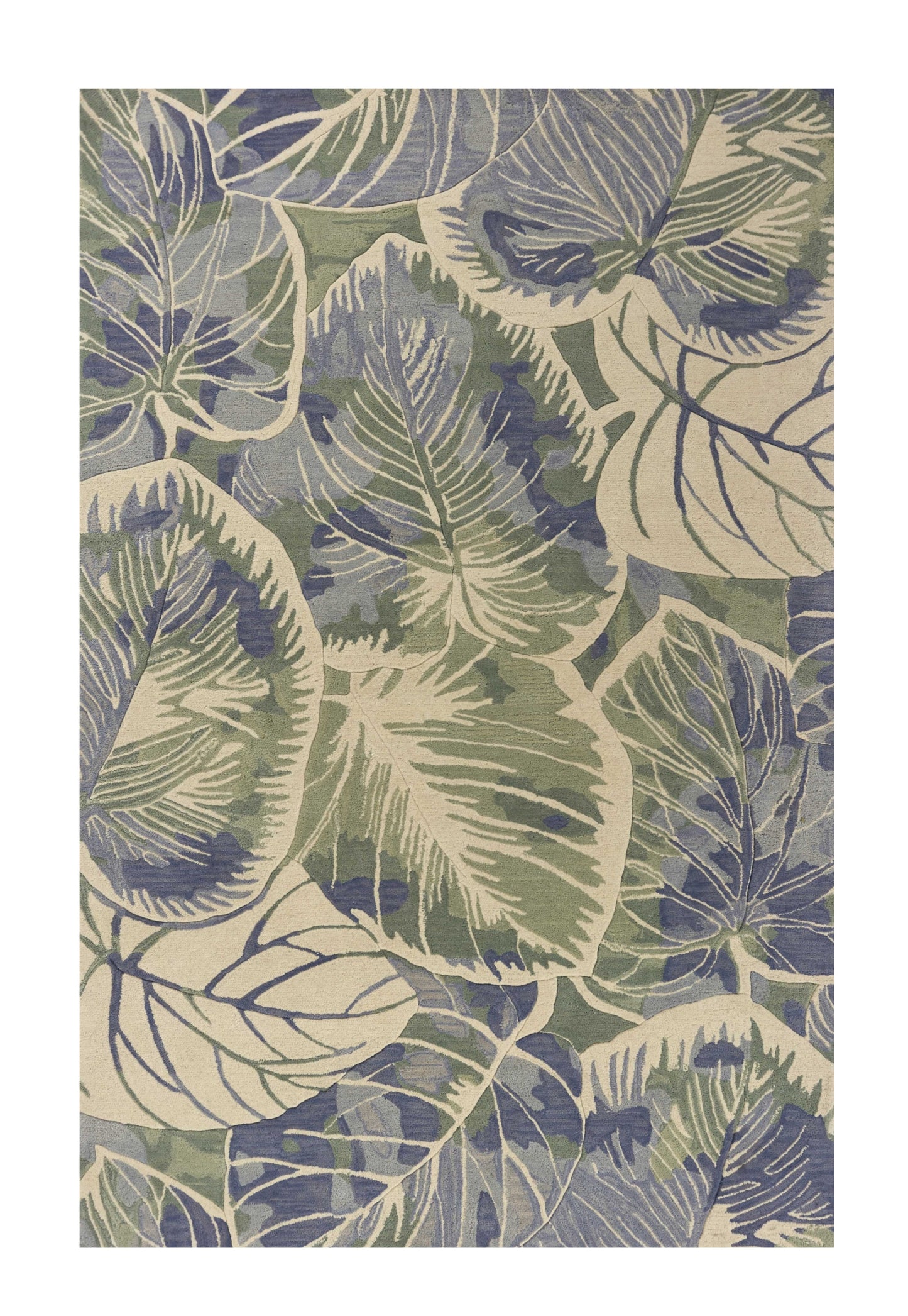 5' X 8' Blue Green Hand Tufted Caladium Indoor Area Rug