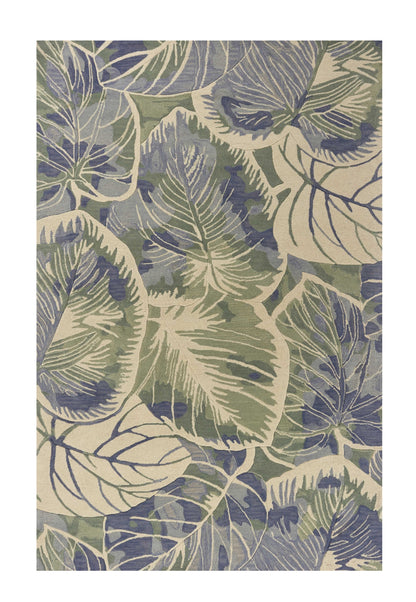 5' X 8' Blue Green Hand Tufted Caladium Indoor Area Rug