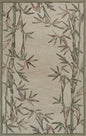 10' Ivory Green And Brown Wool Botanical Leaves Hand Tufted Runner Rug