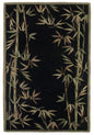8' X 11' Black Green And Brown Wool Tropical Botanical Hand Tufted Area Rug