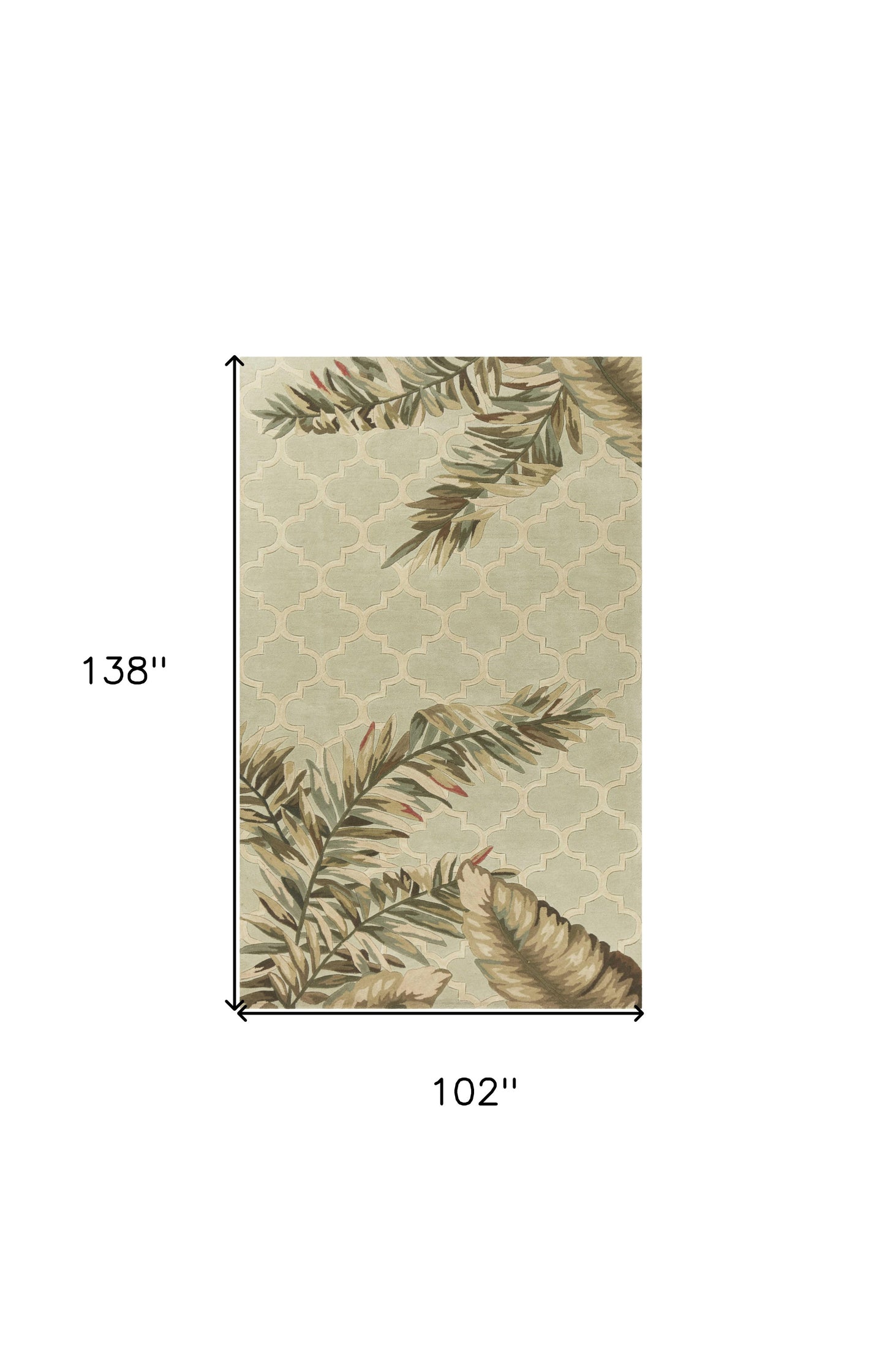 9' X 12' Sage Taupe And Green Wool Tropical Botanical Hand Tufted Area Rug