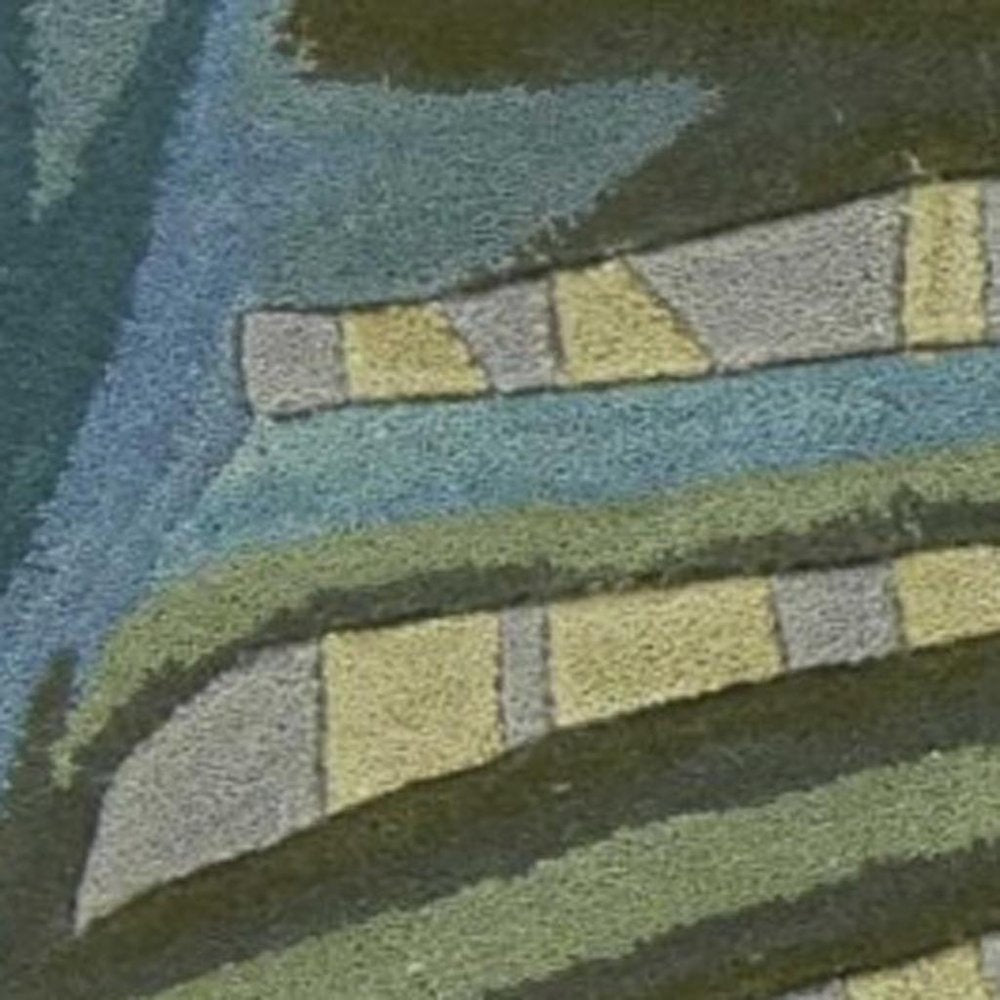 9' X 12' Gray And Blue Wool Tropical Botanical Hand Tufted Area Rug