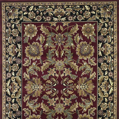 5' X 8' Red And Black Floral Medallion Area Rug