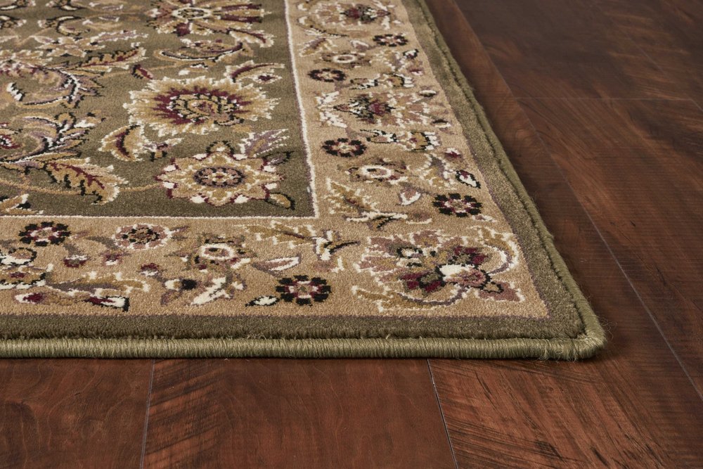 2' X 3' Green Taupe And Ivory Floral Medallion Area Rug