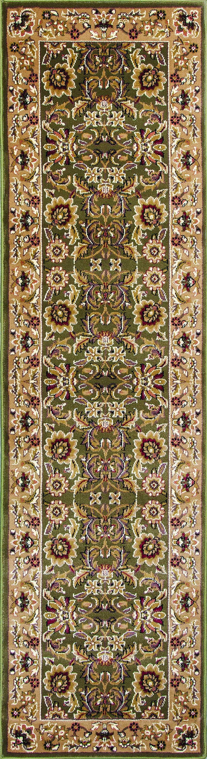2' X 3' Green Taupe And Ivory Floral Medallion Area Rug