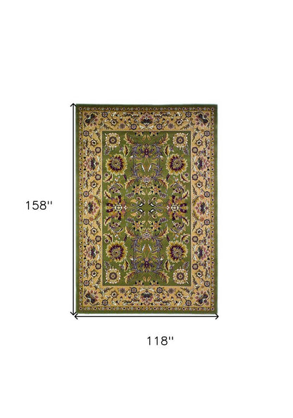 2' X 3' Green Taupe And Ivory Floral Medallion Area Rug