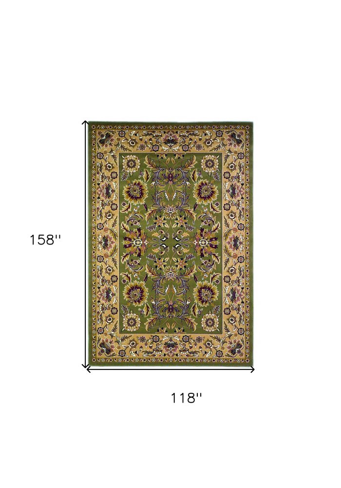 2' X 3' Green Taupe And Ivory Floral Medallion Area Rug