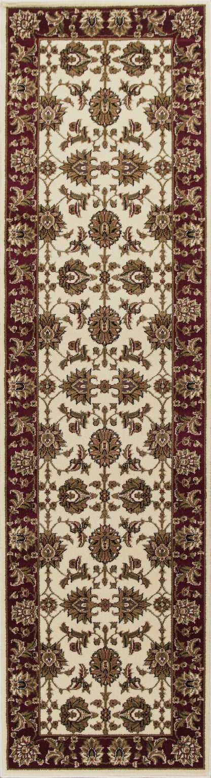 2' X 3' Red Ivory And Brown Floral Medallion Area Rug