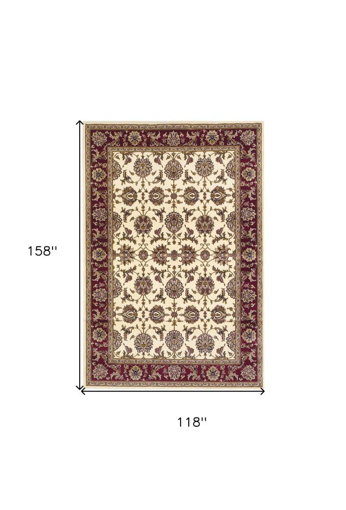 2' X 3' Red Ivory And Brown Floral Medallion Area Rug