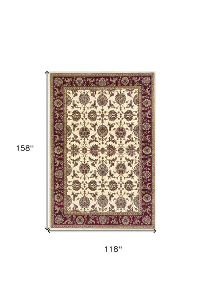 2' X 3' Red Ivory And Brown Floral Medallion Area Rug