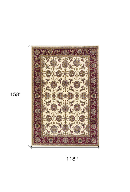 2' X 3' Red Ivory And Brown Floral Medallion Area Rug