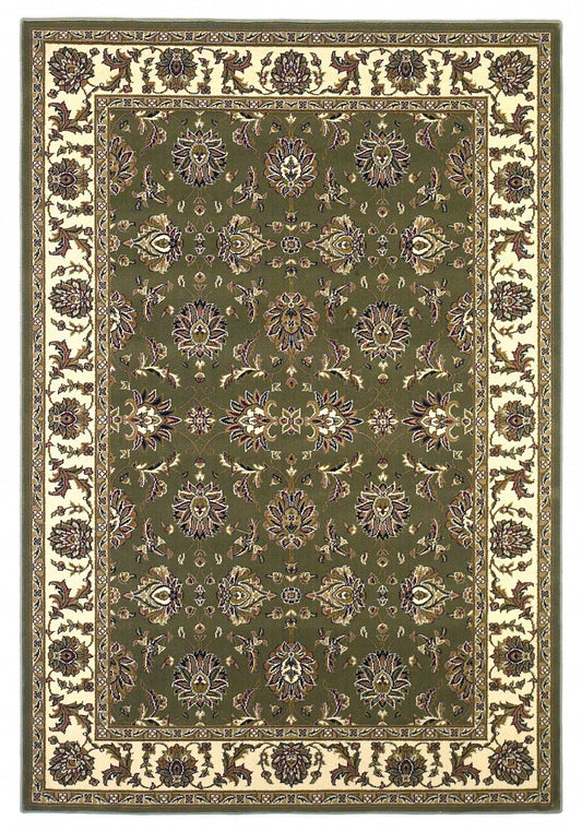 9' X 13'  Polypropylene Green Or  Ivory  Area Rug