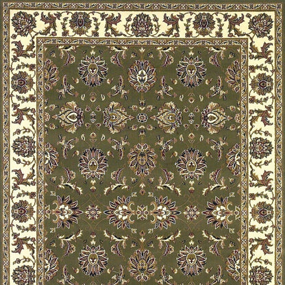 7' Green And Ivory Floral Octagon Rug