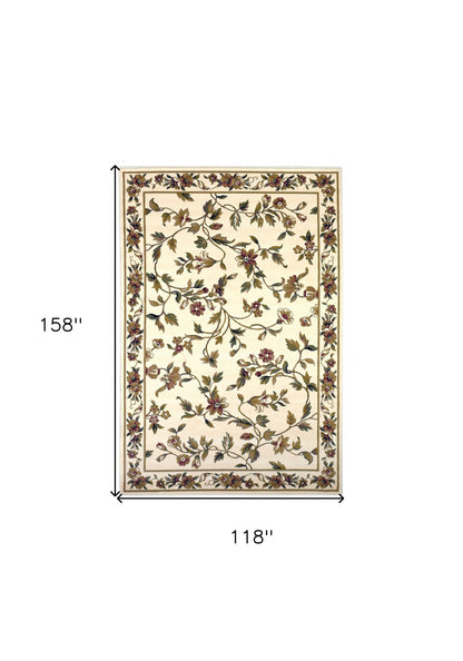 2' X 3' Ivory Green And Red Floral Vines Area Rug
