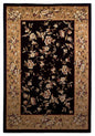 9' X 13' Tan Black And Beige Floral Vines Area Rug