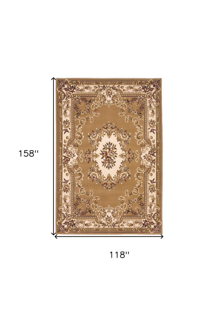 2' X 3' Beige Ivory And Brown Floral Medallion Area Rug
