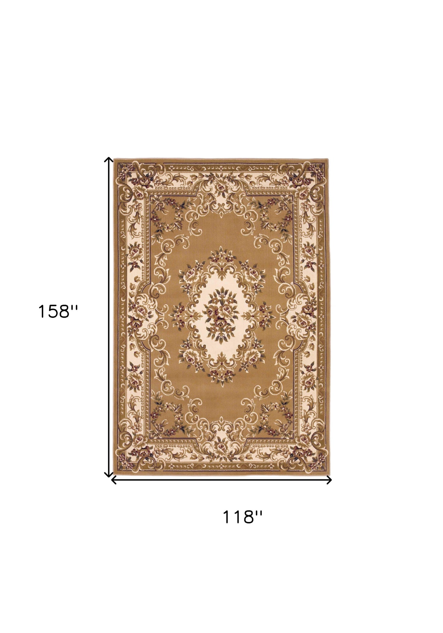 2' X 3' Beige Ivory And Brown Floral Medallion Area Rug