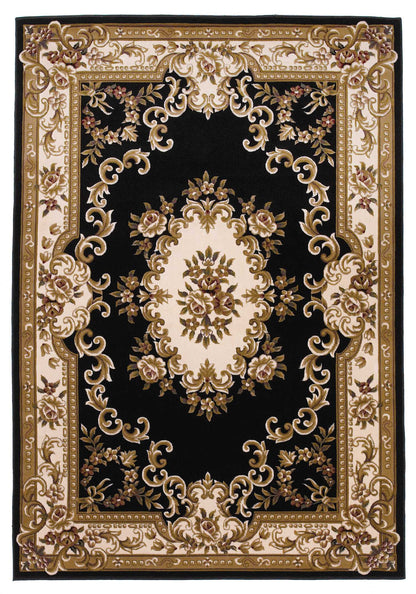 7' X 10'  Polypropylene Blackor Ivory Area Rug