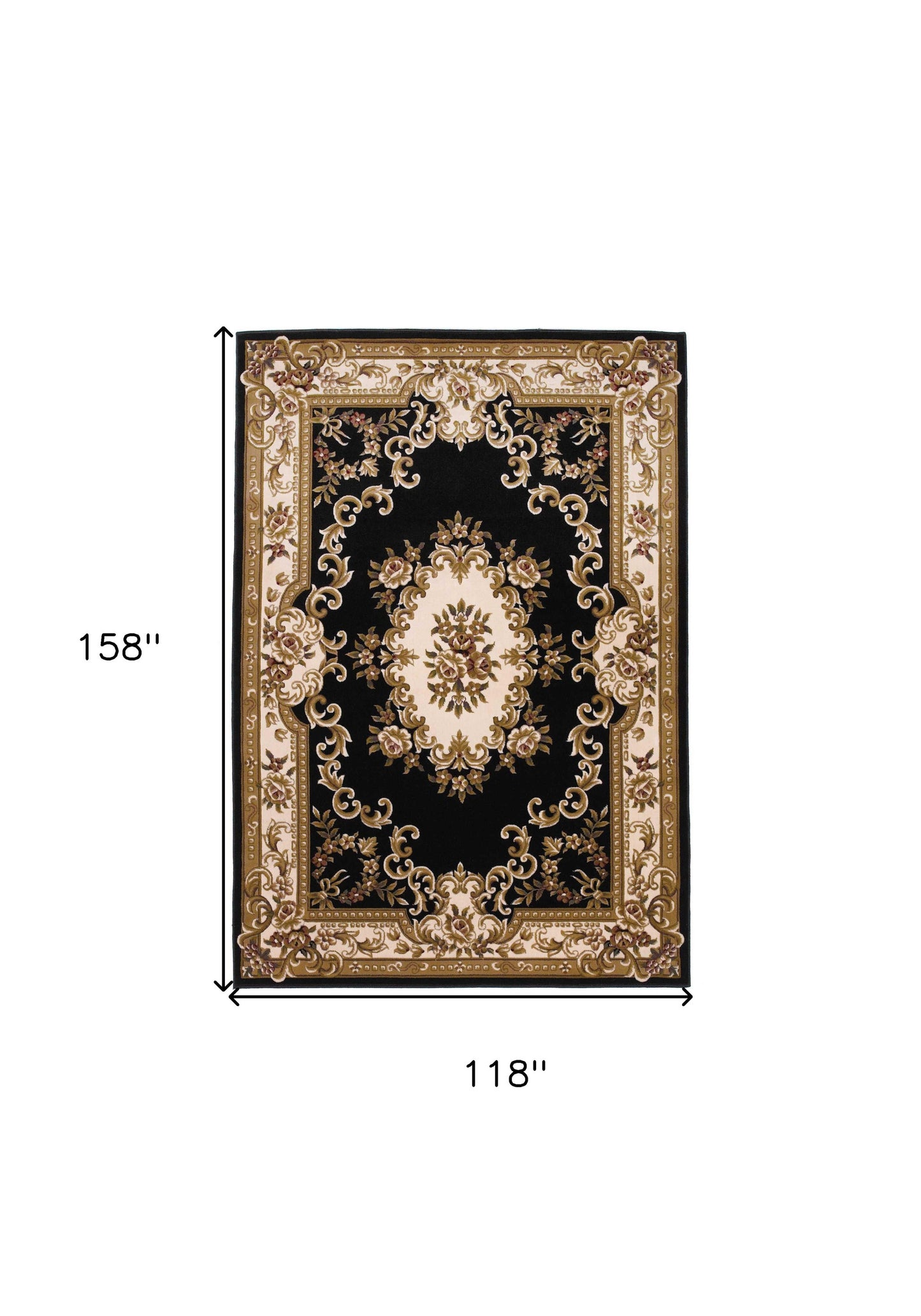 7' X 10'  Polypropylene Blackor Ivory Area Rug