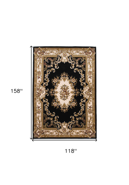 7' X 10'  Polypropylene Blackor Ivory Area Rug