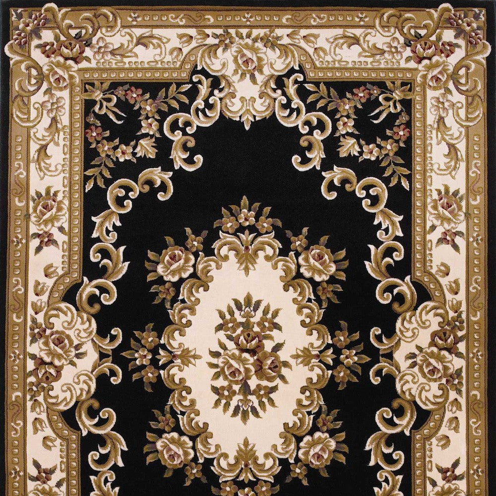 7' X 10'  Polypropylene Blackor Ivory Area Rug