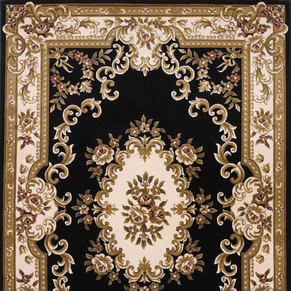 7' X 10'  Polypropylene Blackor Ivory Area Rug