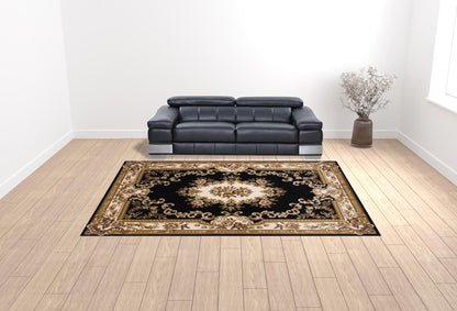 7' X 10'  Polypropylene Blackor Ivory Area Rug